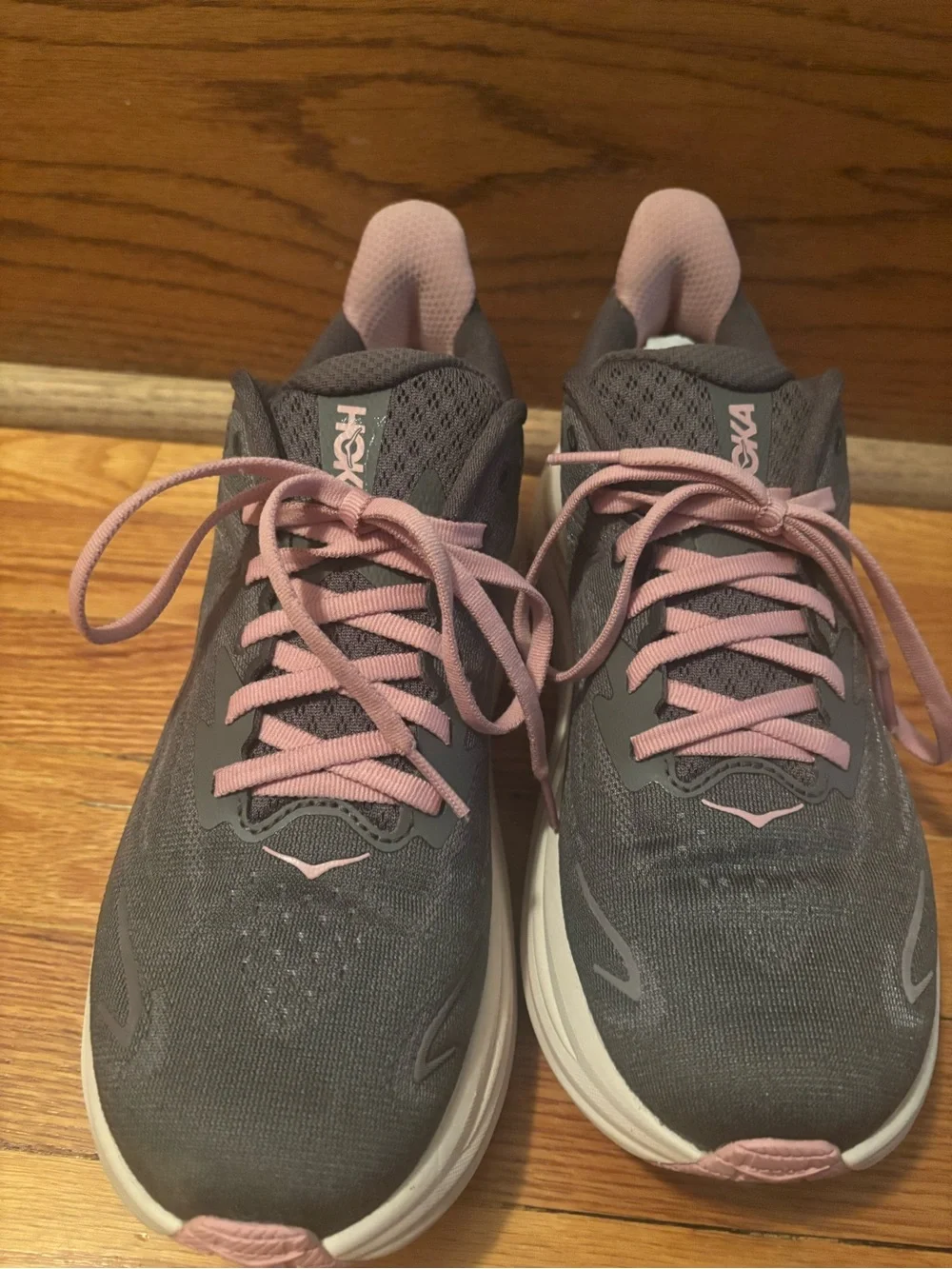 Hoka One One Clifton 10 Women's Gray/Pink Running Shoes- dried rose,galaxy